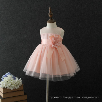 2018 wholesale children's dress girls one piece flower party dress cute Pink baby girls wedding dresses simple frock design